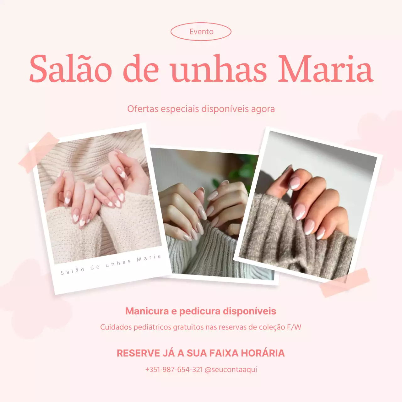 promoção de unhas rosa elegante