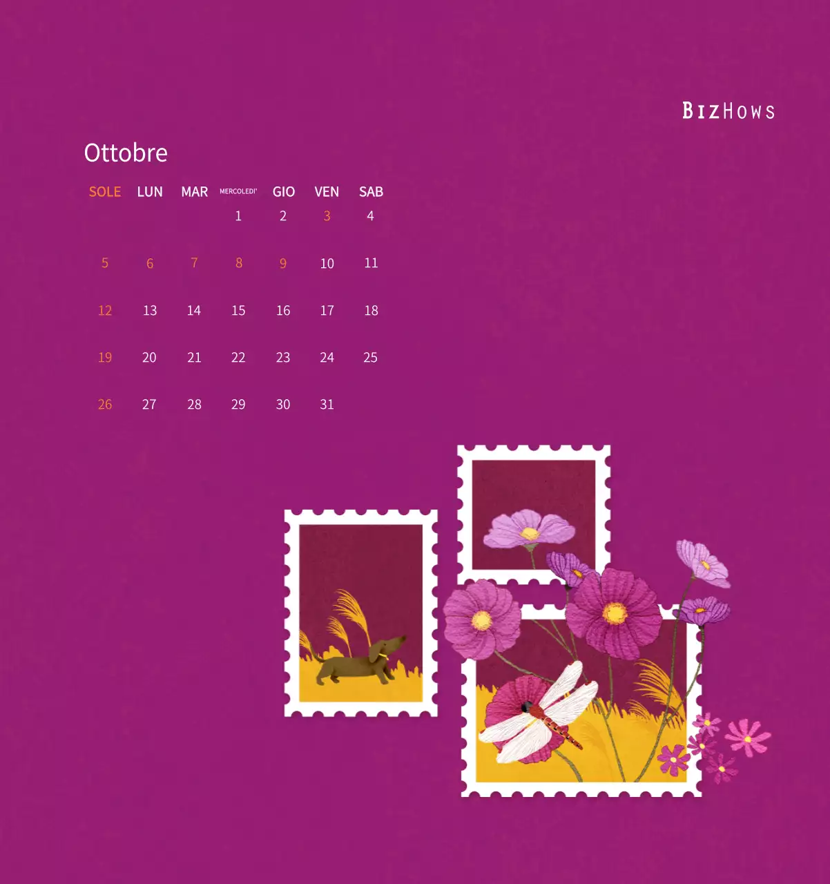 Calendario di Capodanno con una calda illustrazione