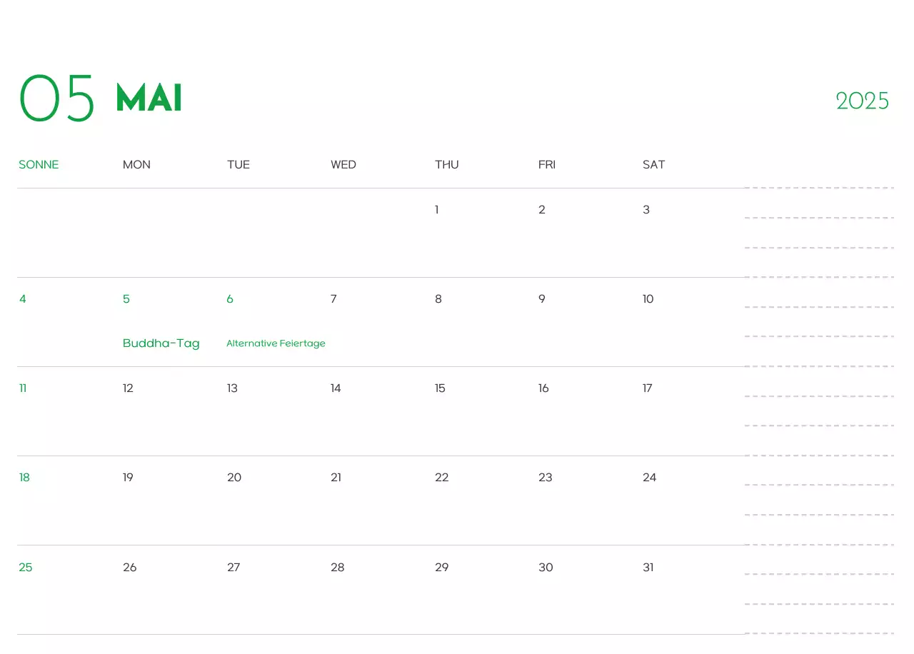 Ein Kalender mit einem Welpenfoto und einer süßen Botschaft in grüner Akzentfarbe