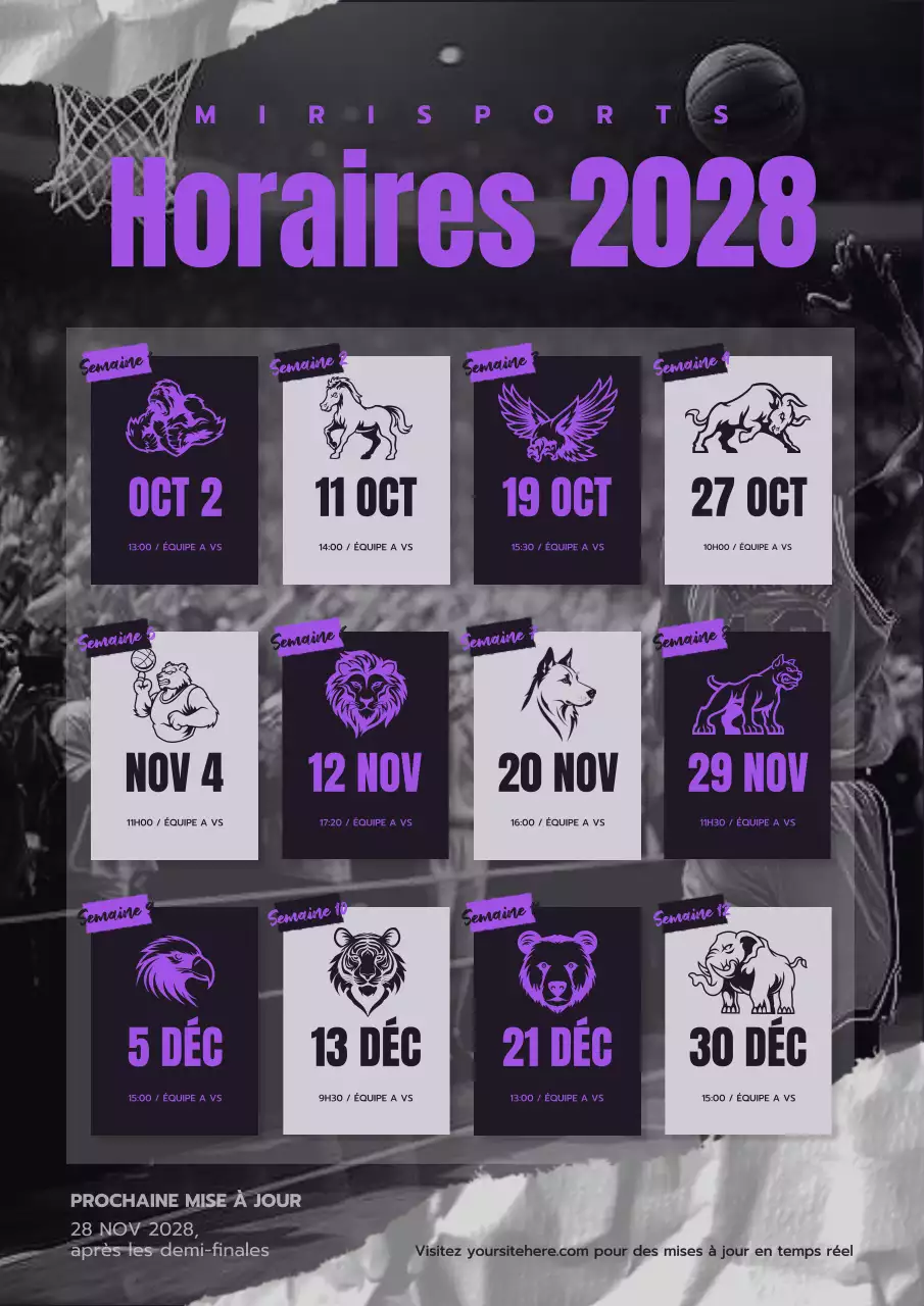 calendrier sportif moderne violet