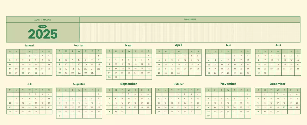SAT D-Day notitieblok concept wandkalender in groen en lichtgeel