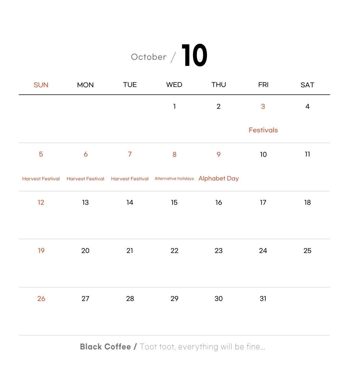 Minimalist coffee calendar