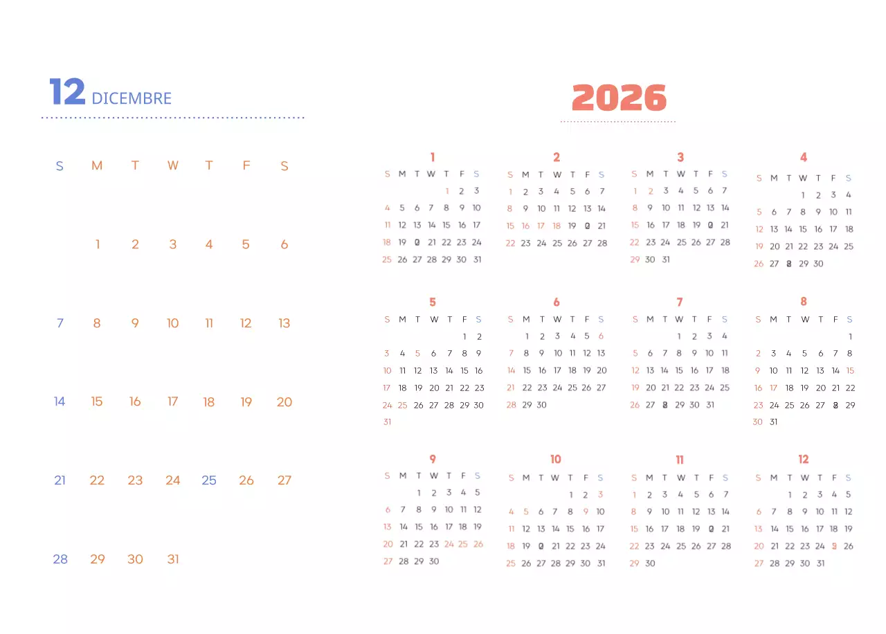 Calendario aziendale con simpatiche illustrazioni