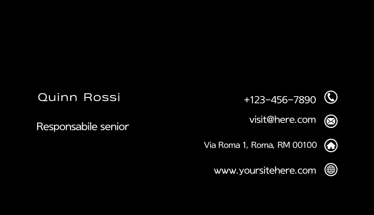 biglietto da visita minimalista nero