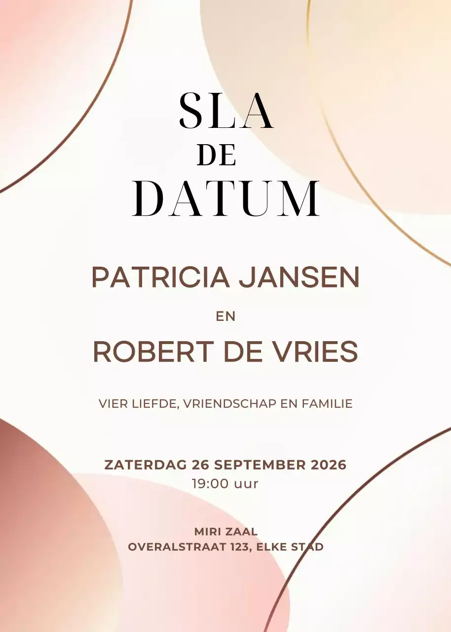 Beige roze huwelijksuitnodiging elegante stijl