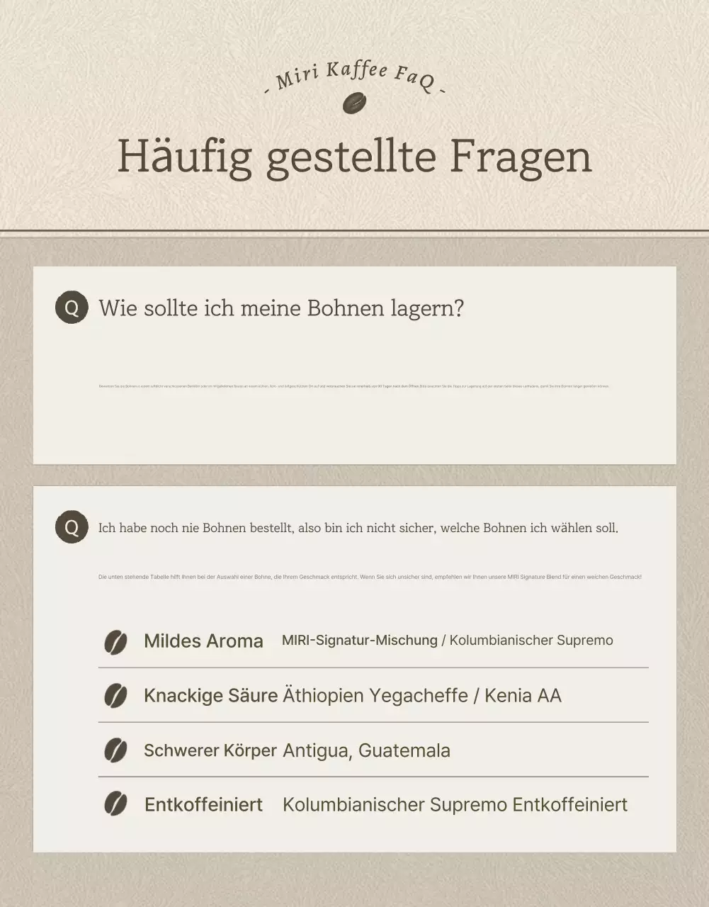 Beige und braun vintage Kaffeebohnen Detailseite