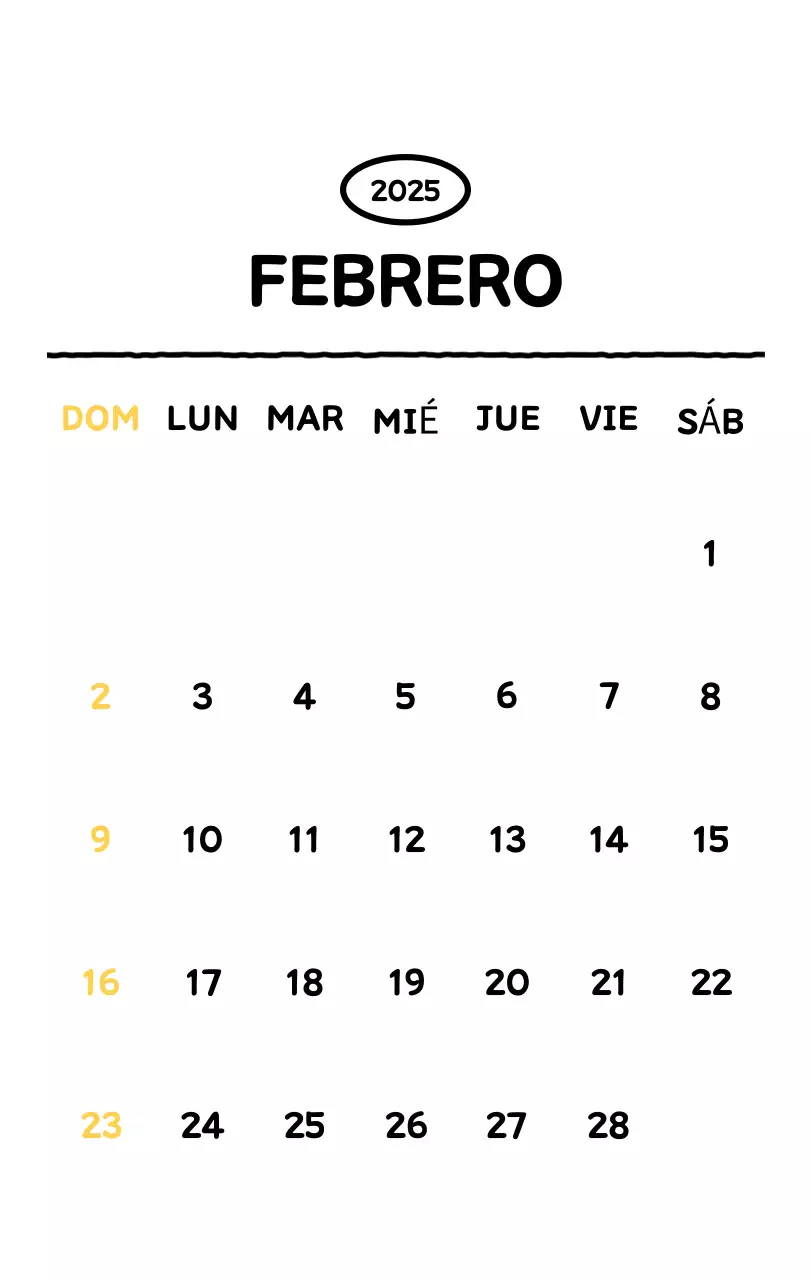 Calendario ilustrado con un bonito estilo de líneas