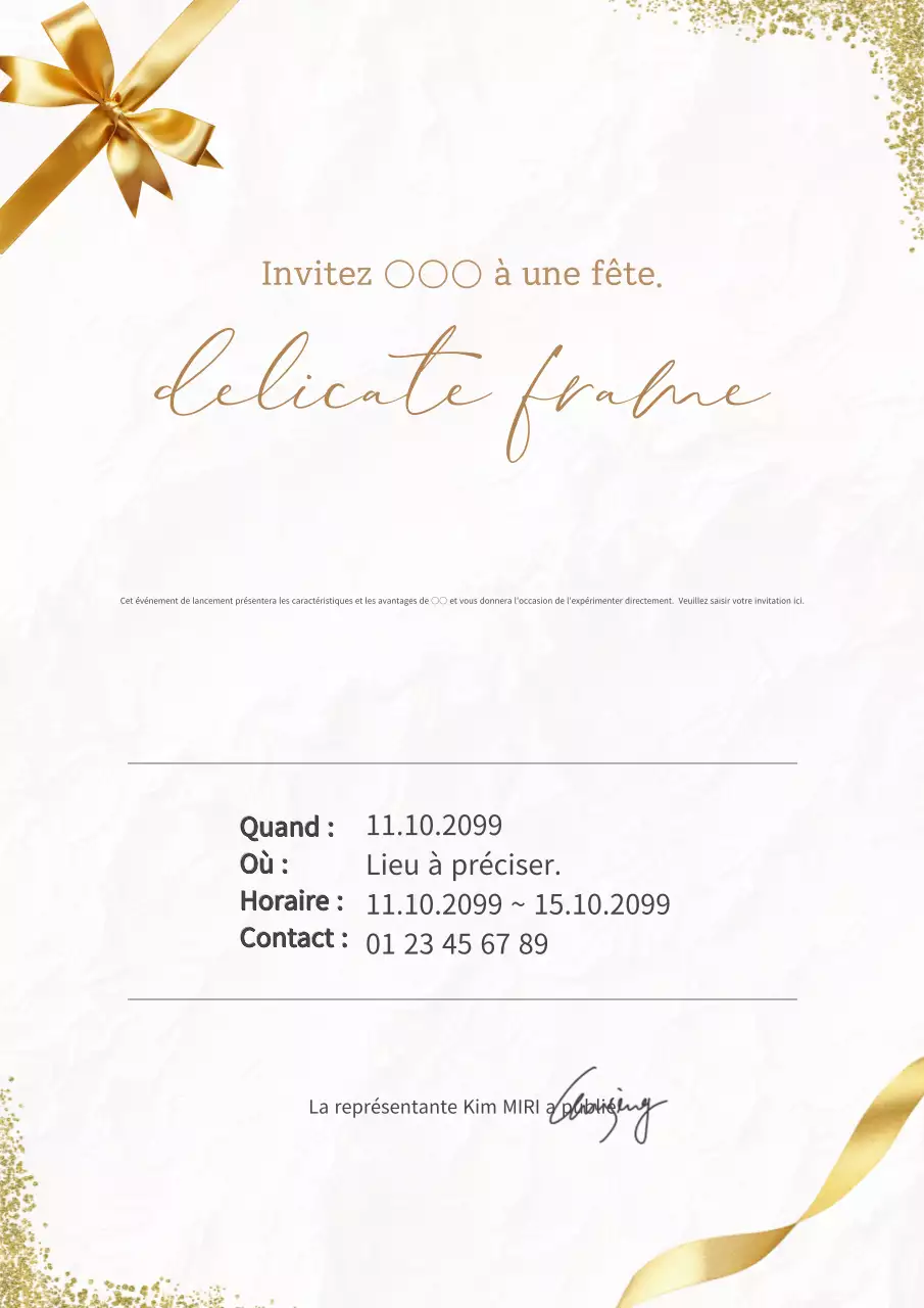 Invitation à une fête élégante en or