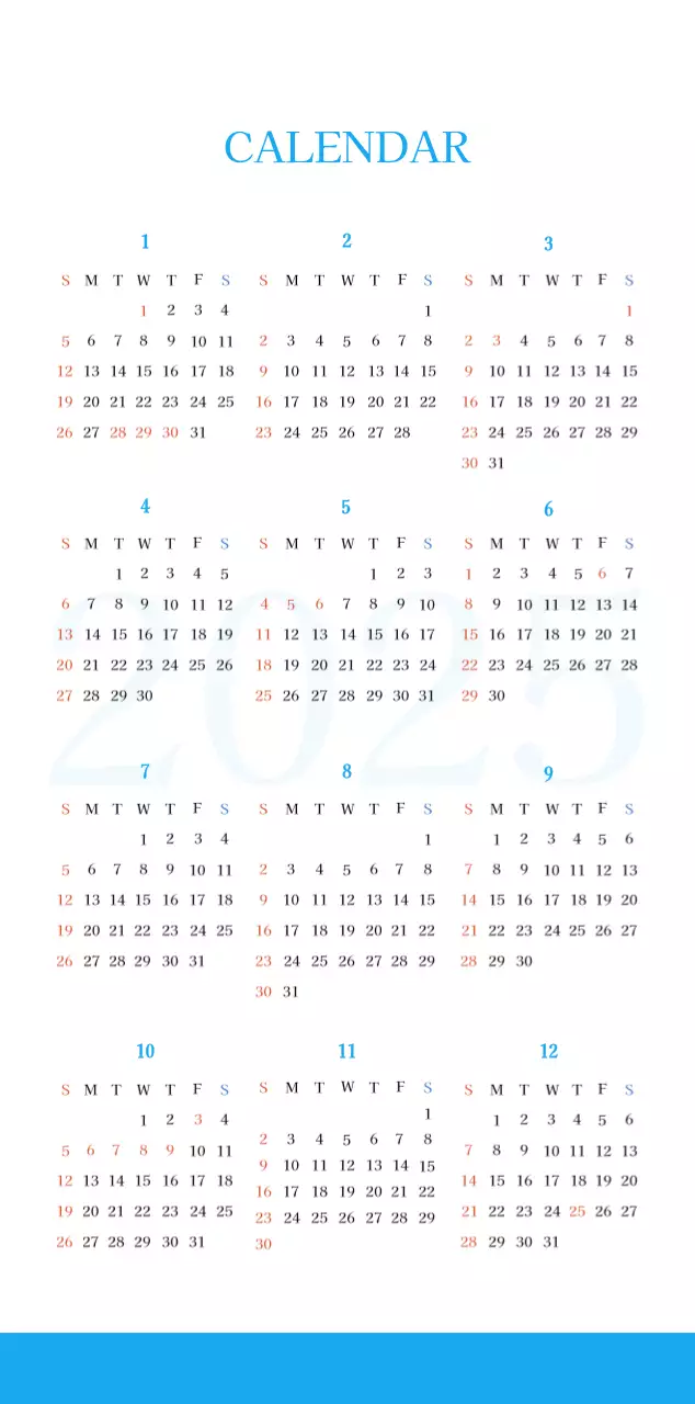 Blue modern concept church calendar