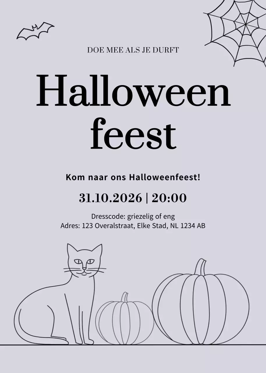 Grijze Minimal Halloween Uitnodiging