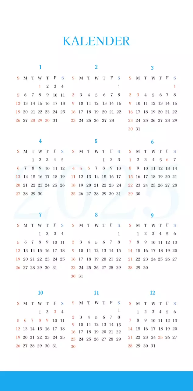 Blauw modern concept kerkkalender
