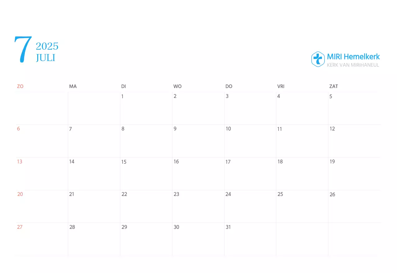 Blauw modern concept kerkkalender