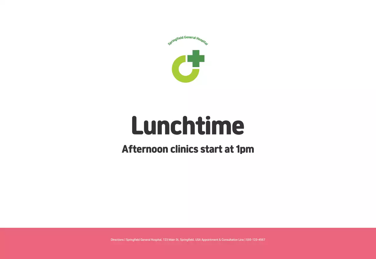 A holiday hospital with health and family themed illustrations and colorful accents