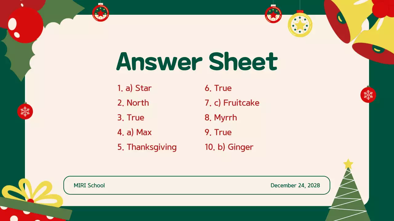 Green Festive Christmas Quiz Announcement Presentation