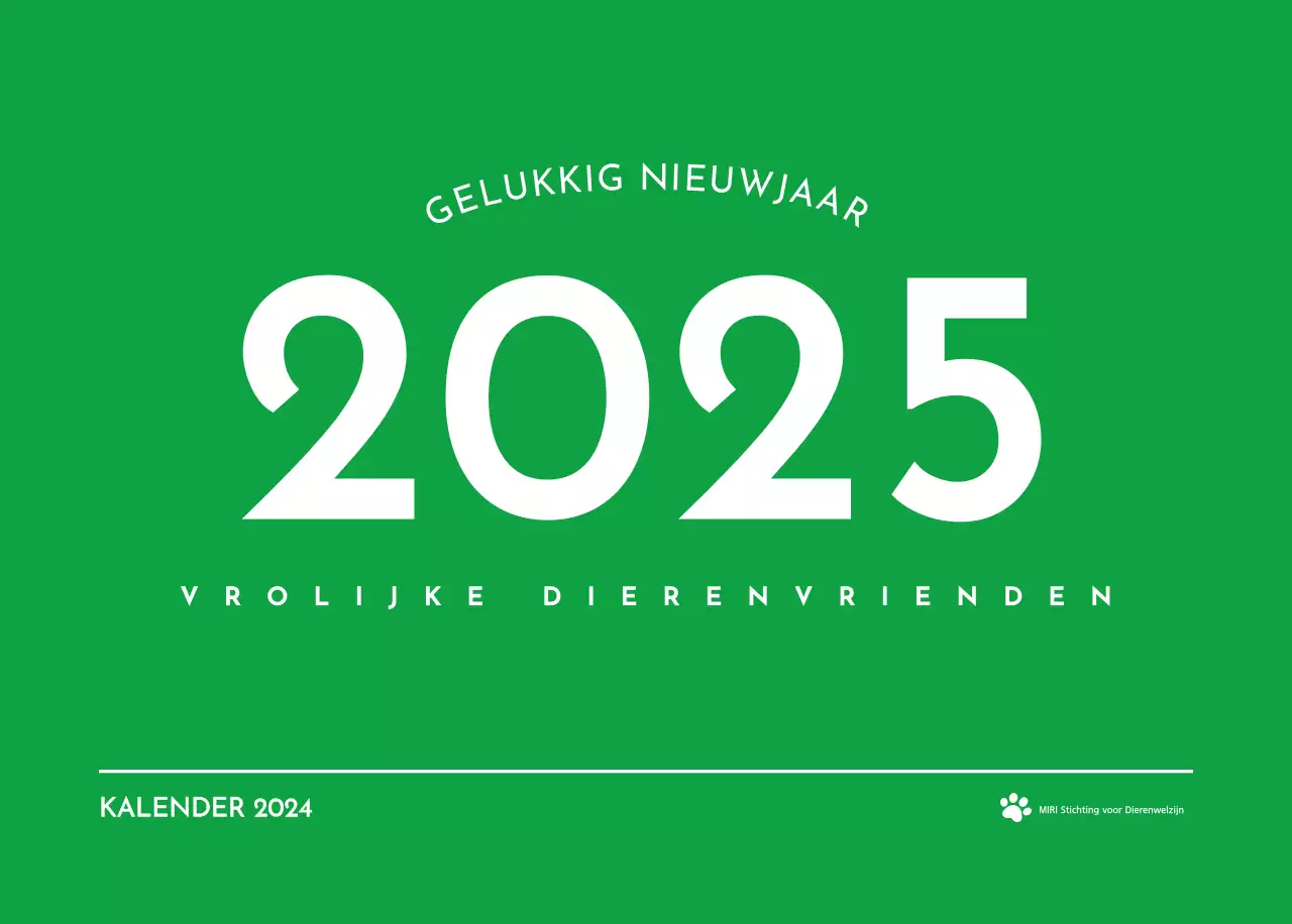 Een kalender met een puppyfoto en een schattige boodschap in groene accentkleur