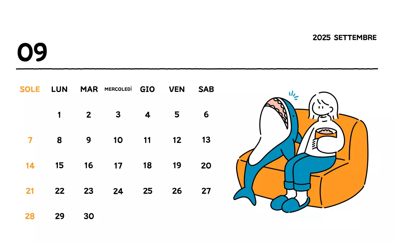 Calendario illustrato con un grazioso stile di linee
