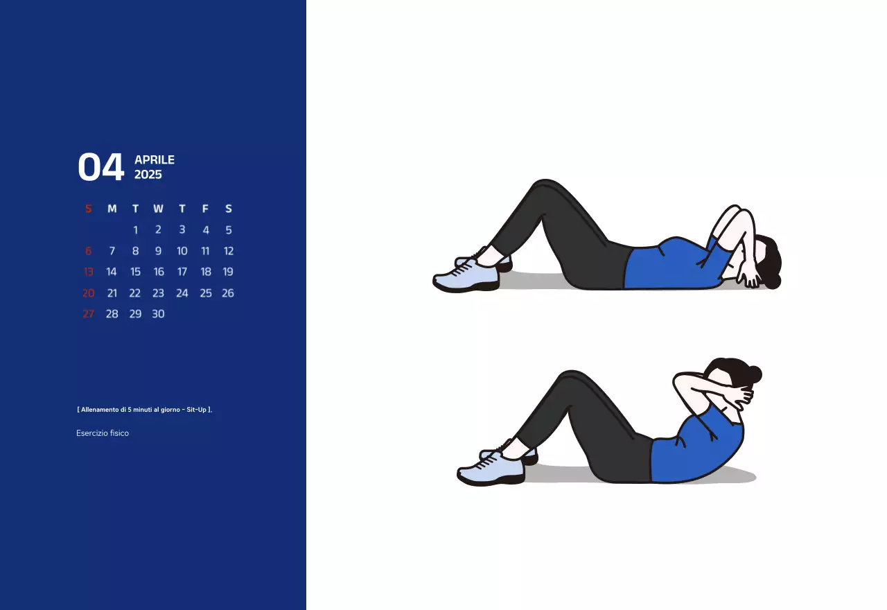 Calendario semplice con illustrazioni blu e pulite