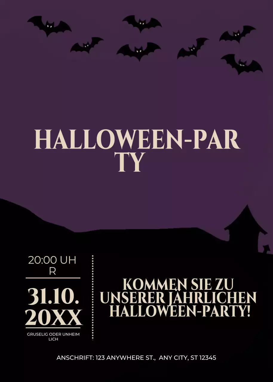lila Gothic-Halloween-Einladung
