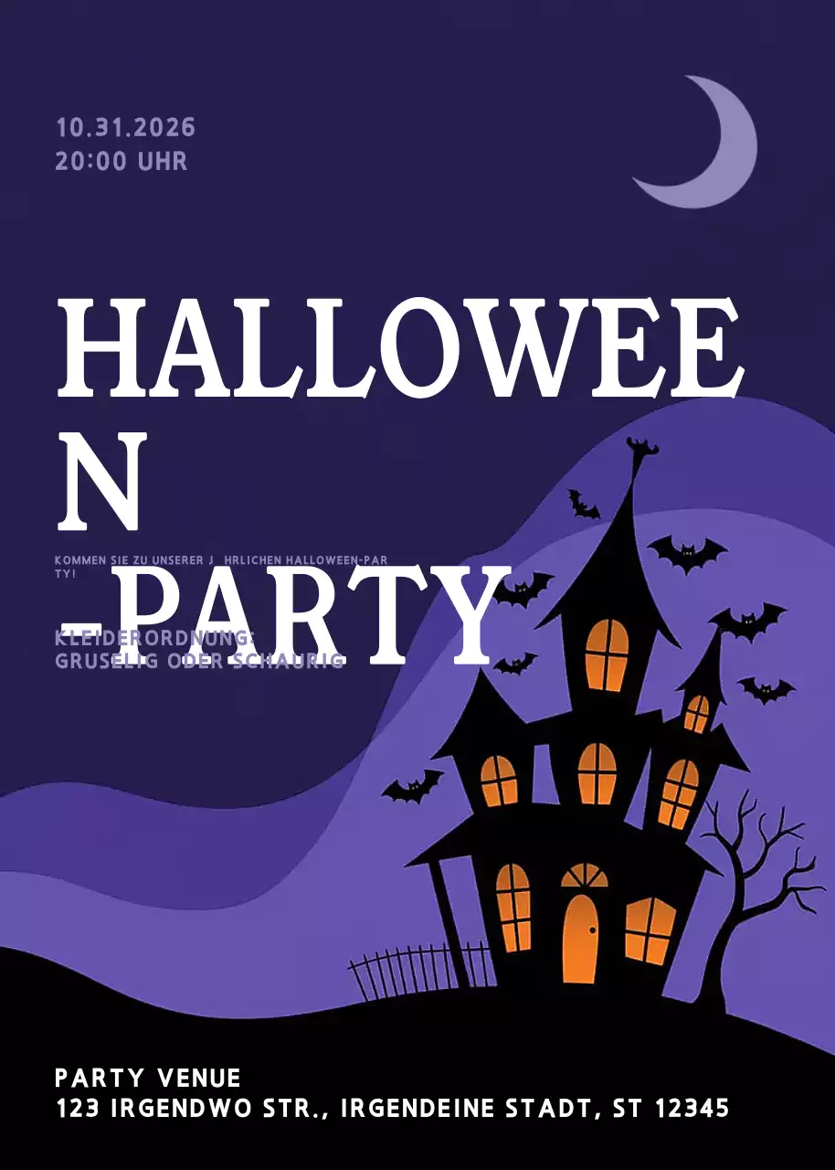 Lila Gothic Halloween-Einladung