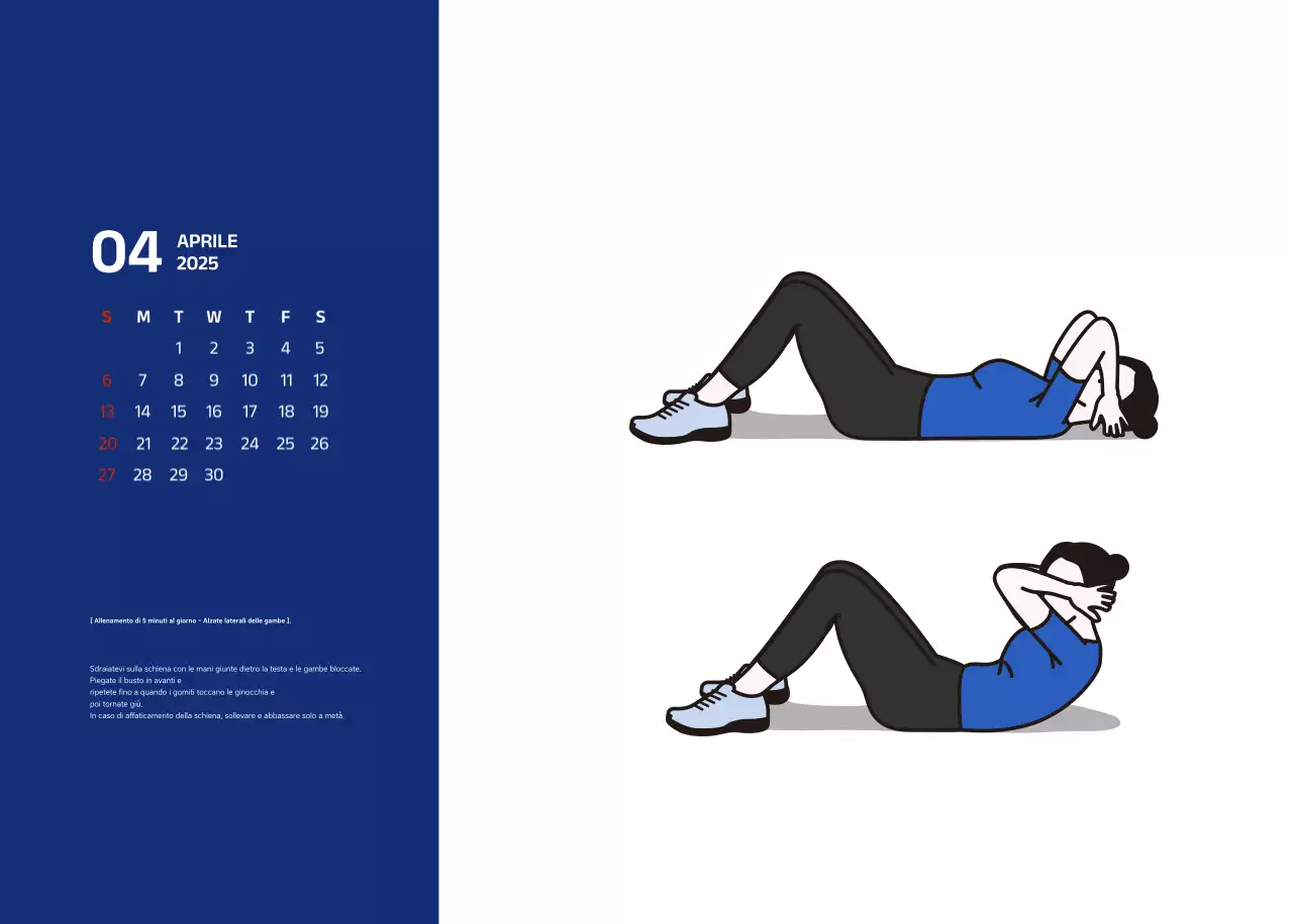 Calendario semplice con illustrazioni blu e pulite