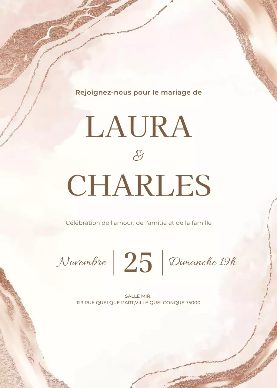 Invitation de mariage rouge style minimal