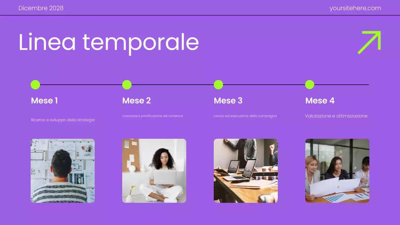 Presentazione del piano di marketing con gradiente moderno viola