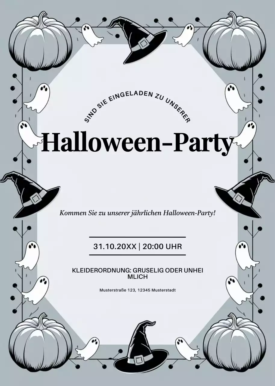 Graue Vintage-Halloween-Einladung