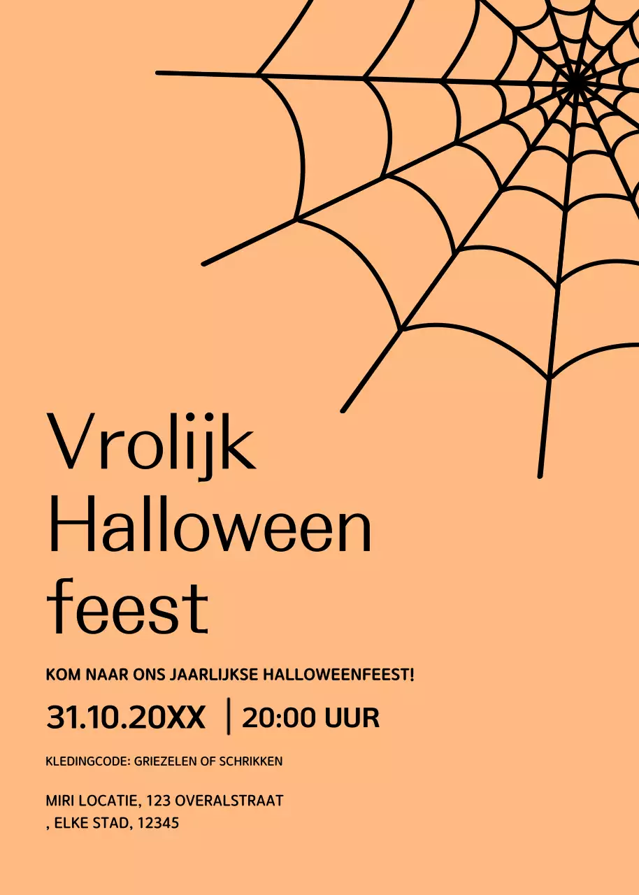 Zwart oranje uitnodiging voor Halloweenfeest