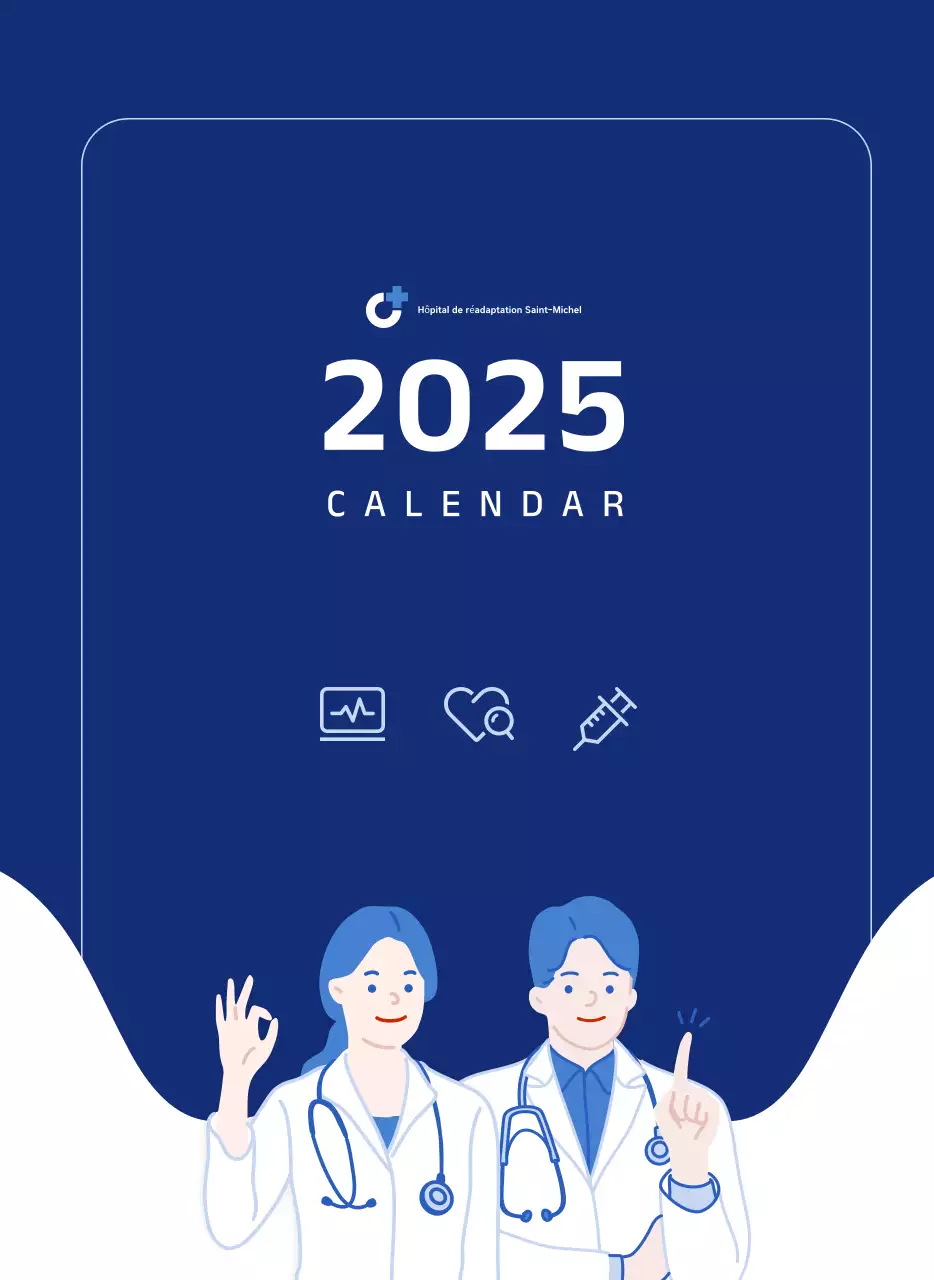 Calendrier simple avec des illustrations bleues et épurées