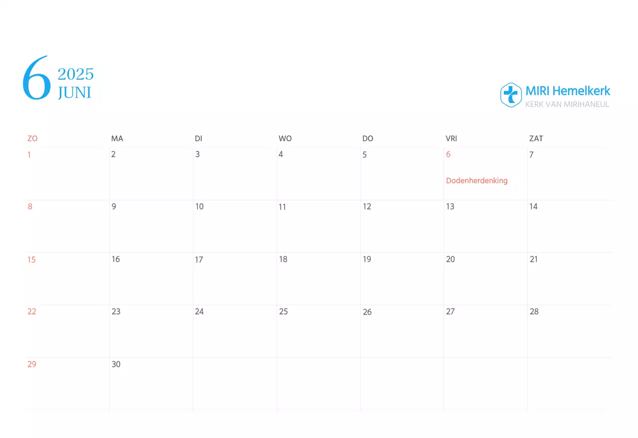 Blauw modern concept kerkkalender