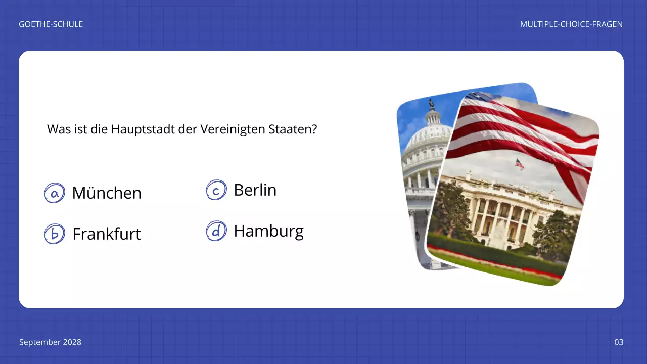 blaues spielerisches Quiz Ankündigung