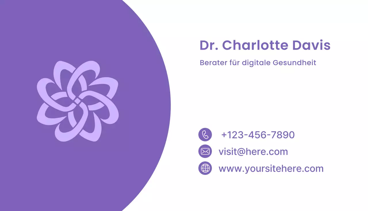 Lila und lila Visitenkarte telehealth minimalen Stil