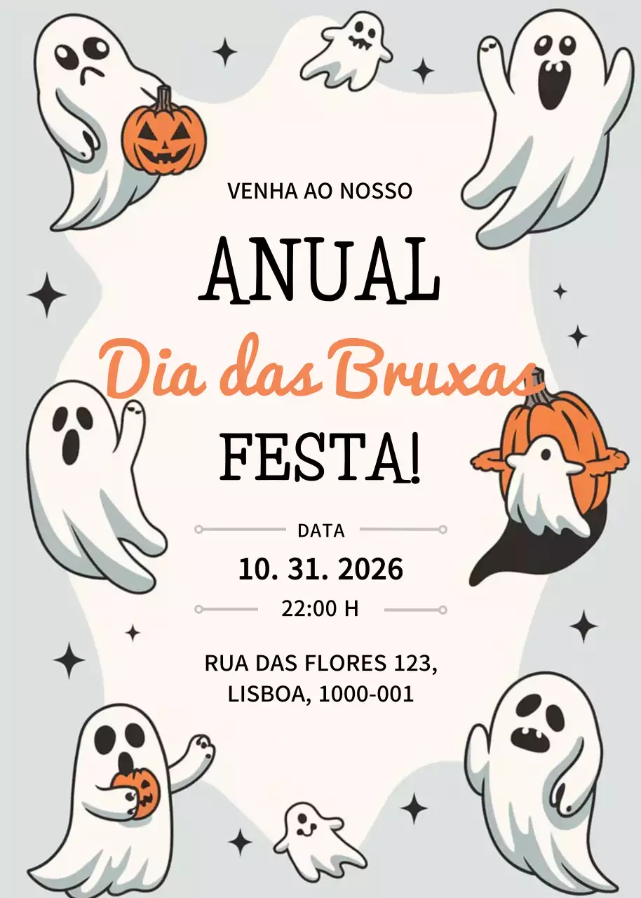 Convite de Halloween laranja retro