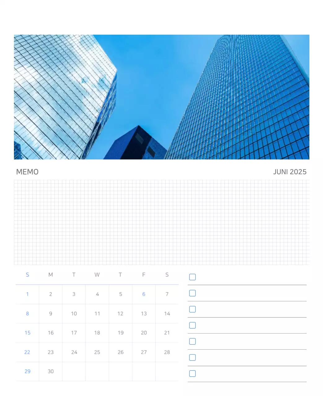 Blauwe Kalender Modern