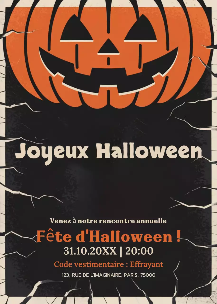 invitation rétro orange pour Halloween