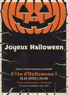 invitation rétro orange pour Halloween