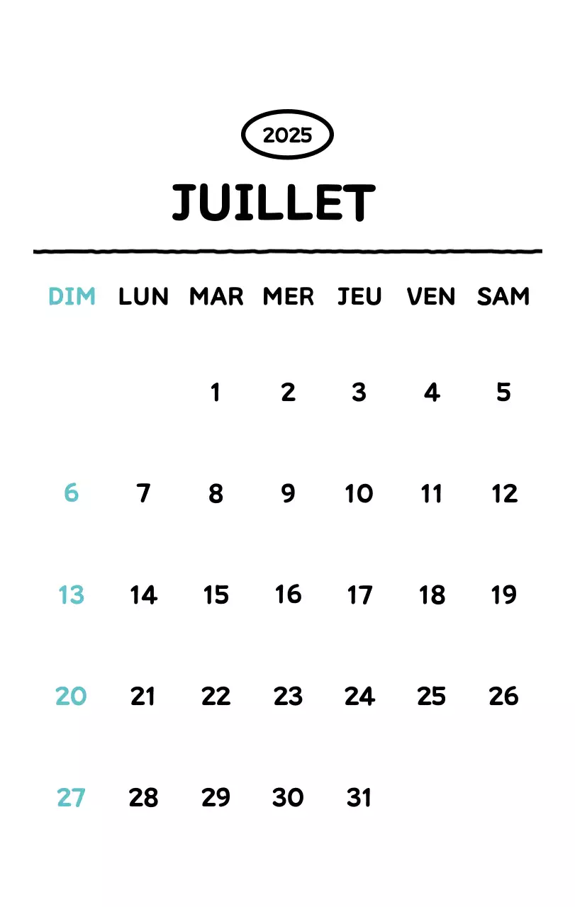 Calendrier illustré avec un joli style de lignes