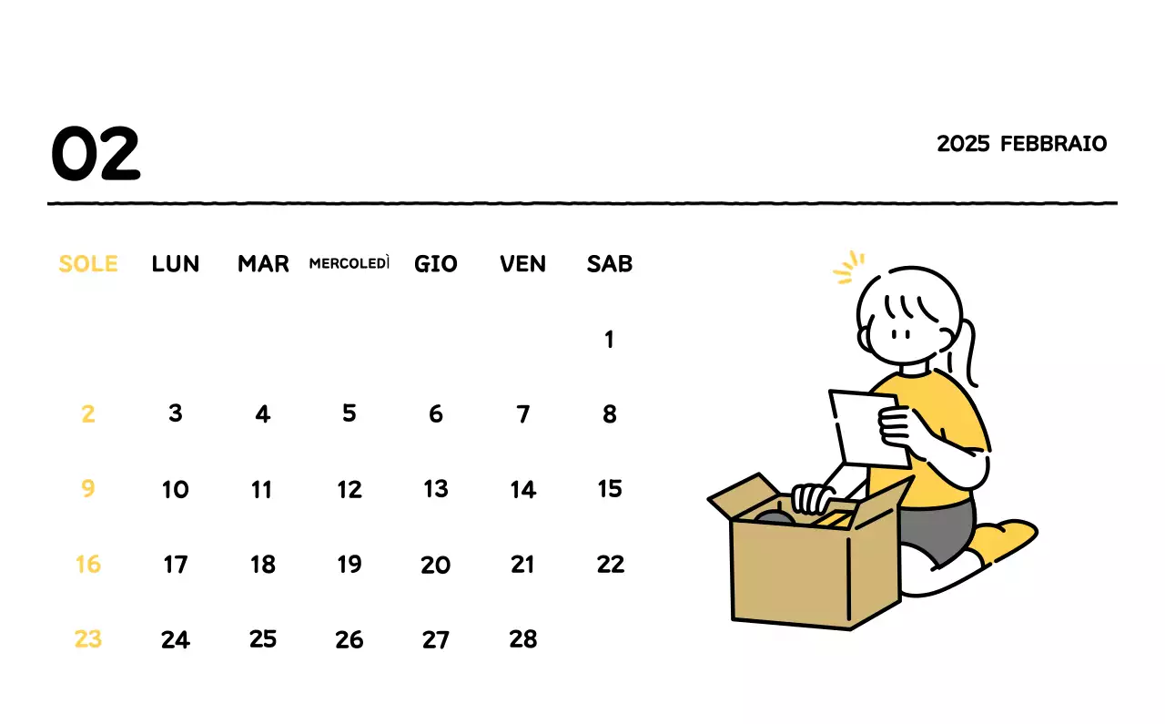 Calendario illustrato con un grazioso stile di linee