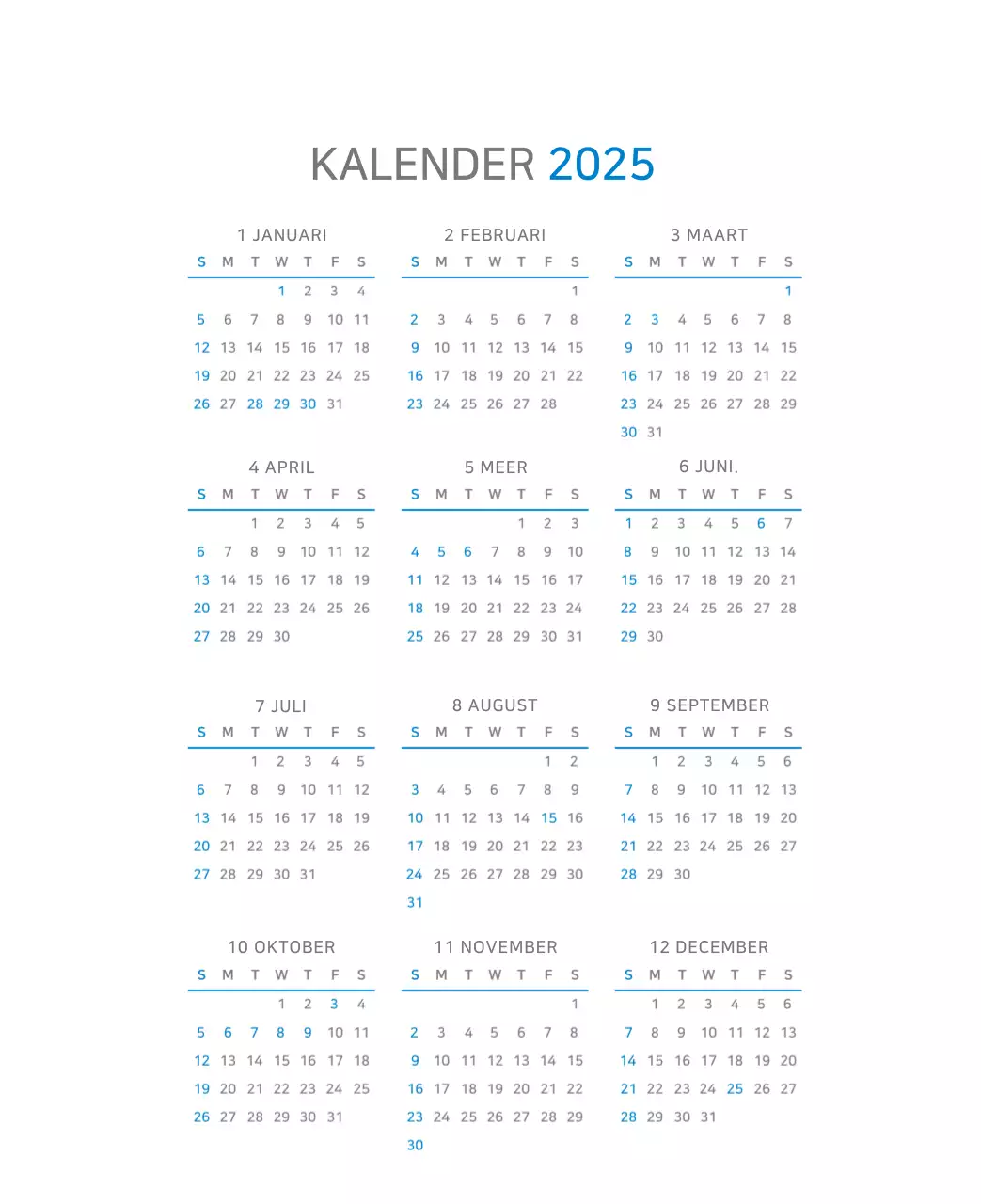 Blauwe Kalender Modern
