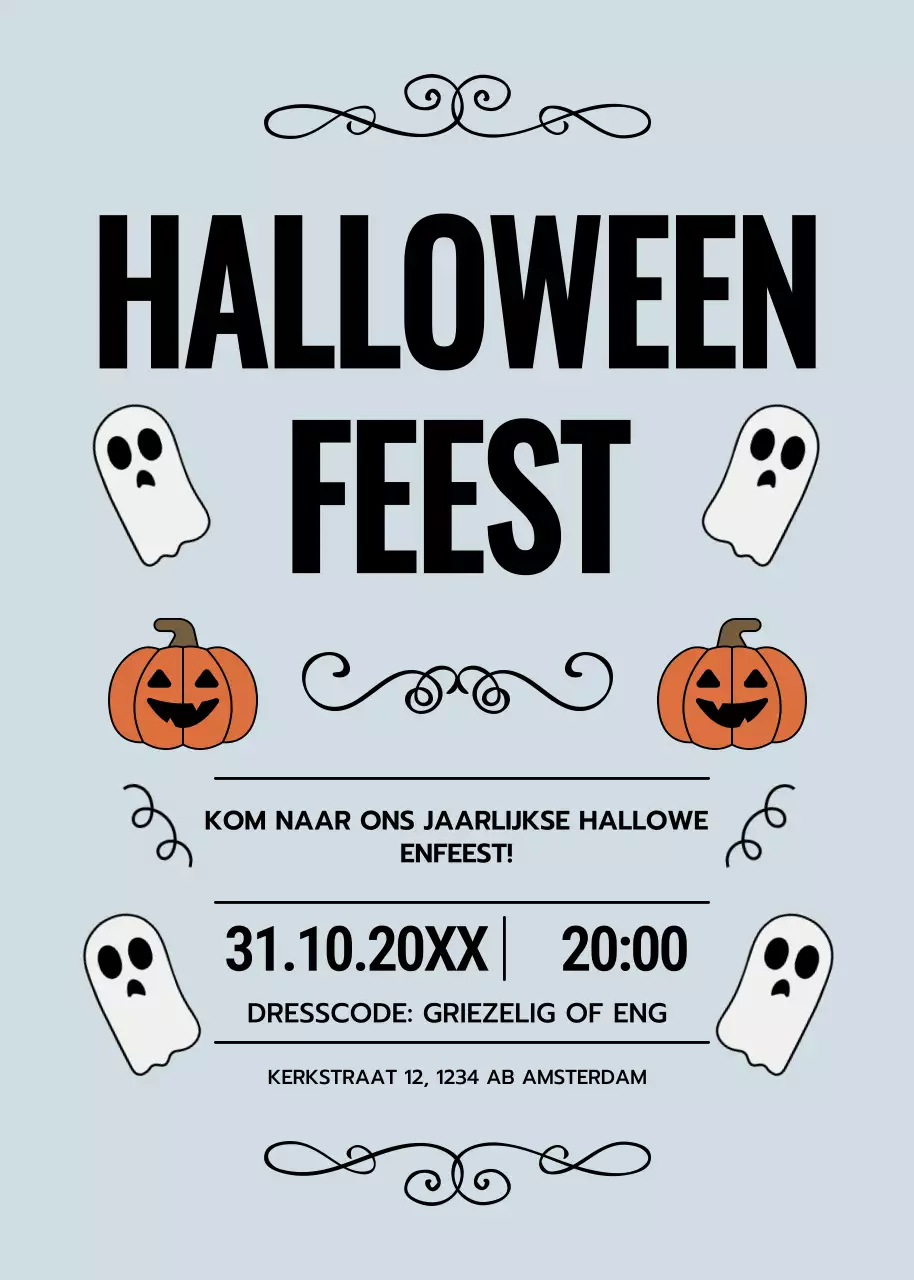 grijze retro Halloween uitnodiging