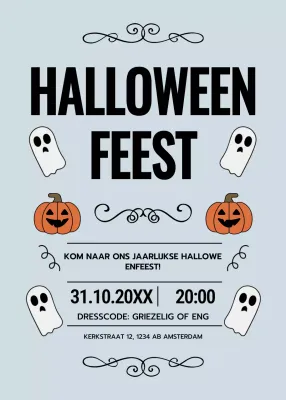 grijze retro Halloween uitnodiging