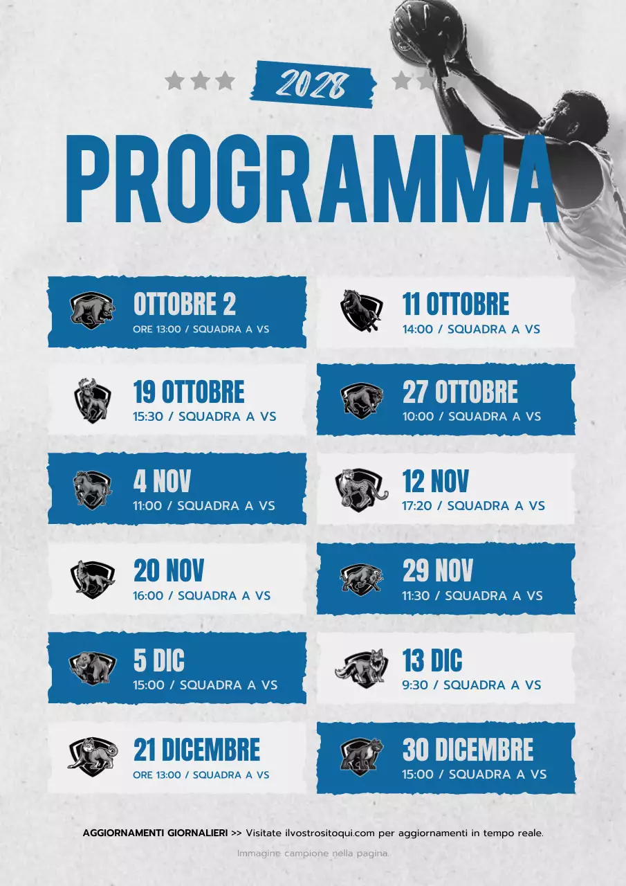 calendario sportivo moderno blu