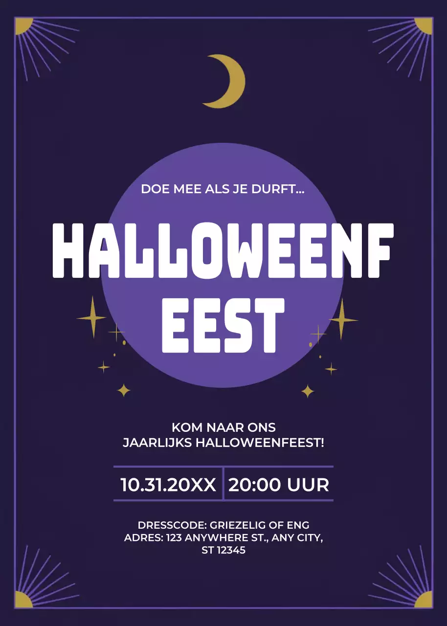 paarse retro Halloween uitnodiging
