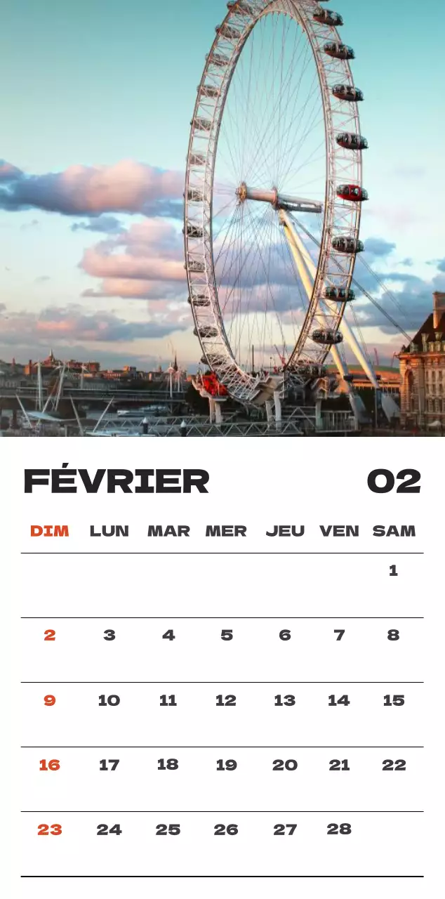 Calendrier de nettoyage des photos du ciel