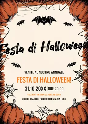 Invito alla festa di Halloween beige arancione nero