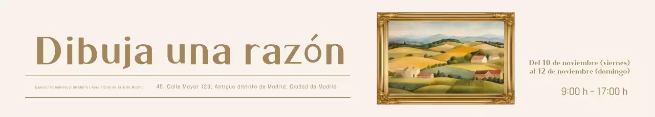 Promover una exposición individual con aire renacentista en beige y marrón