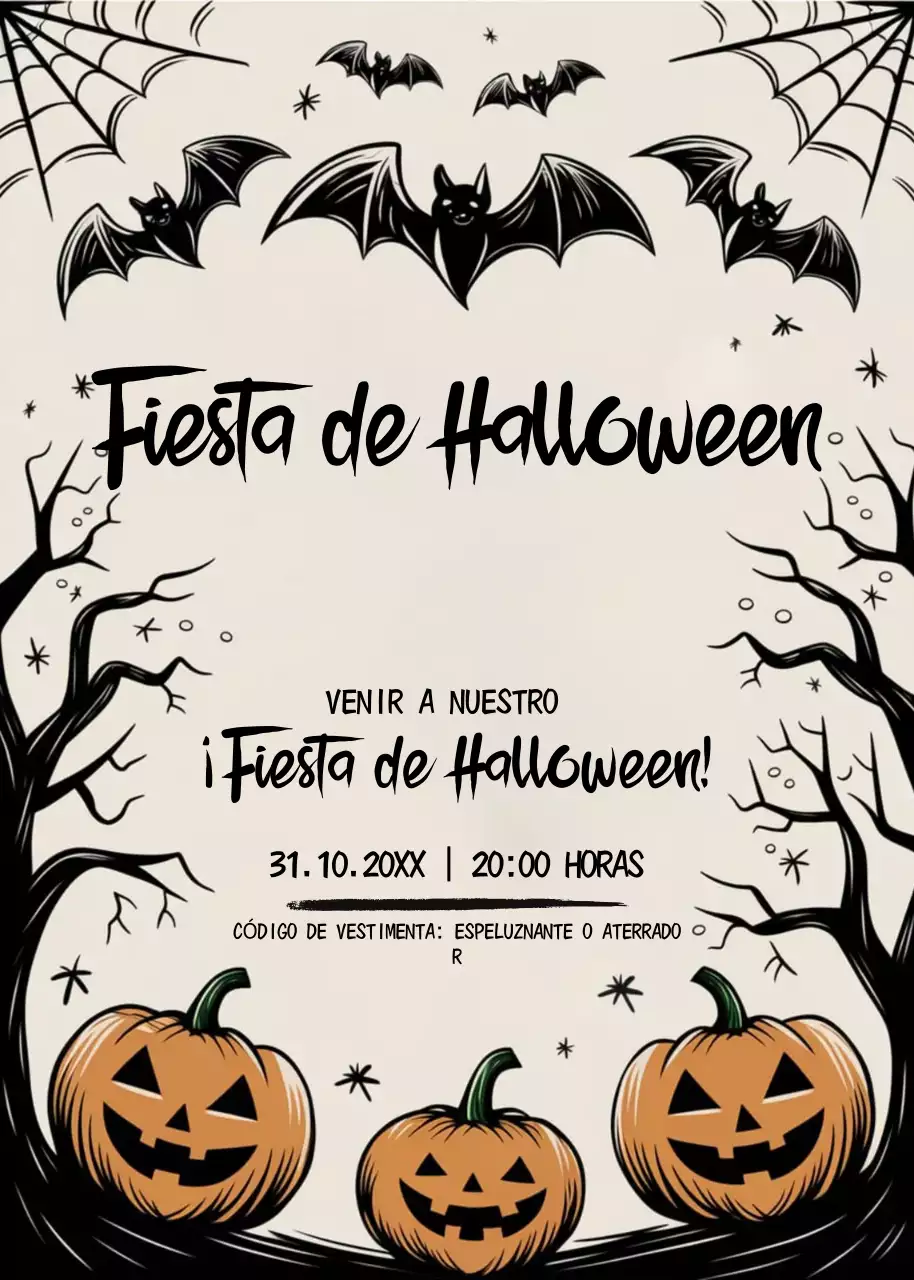 invitación gótica negra de Halloween
