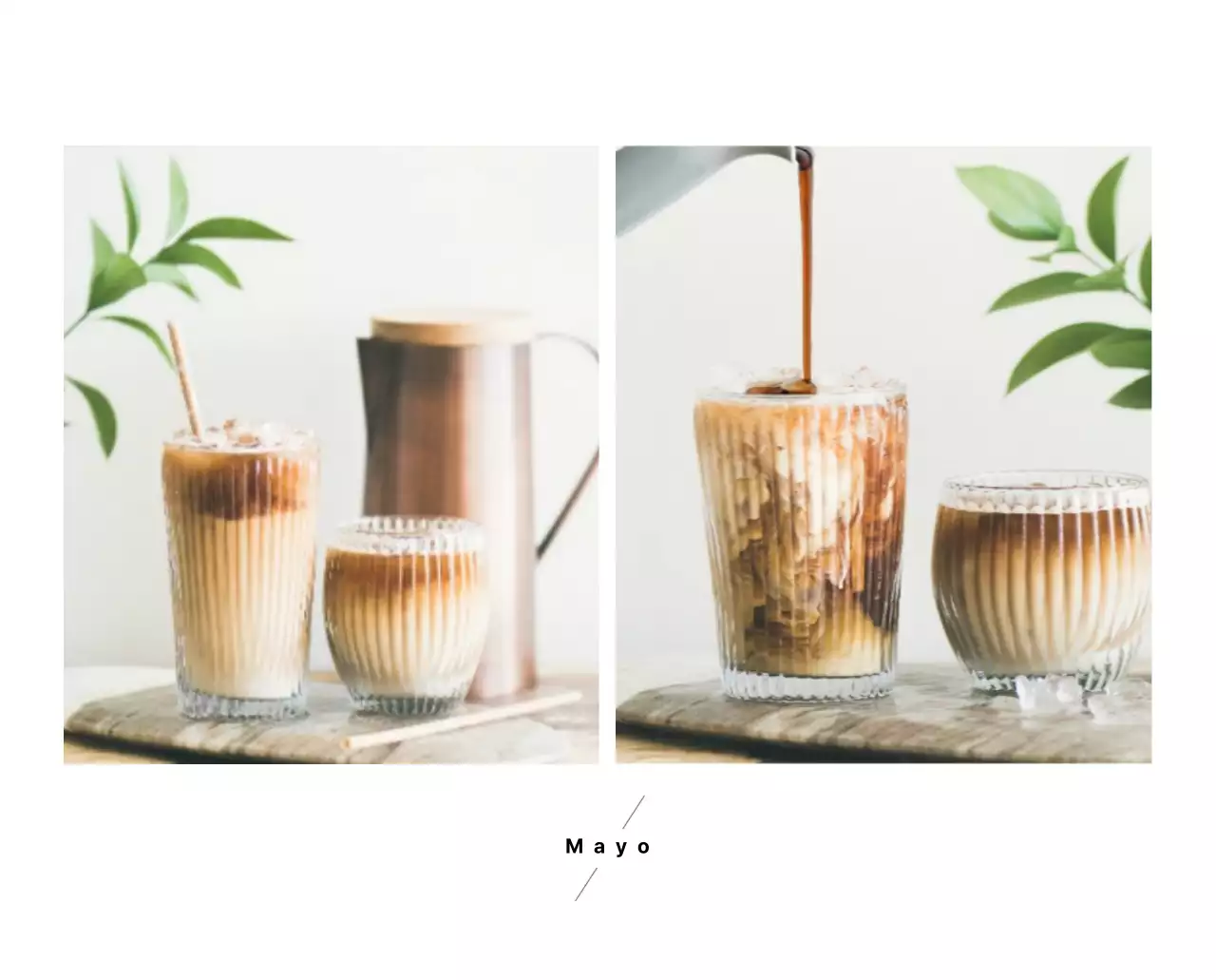 Sencillo calendario de sobremesa con fotos de cafés en tonos blancos