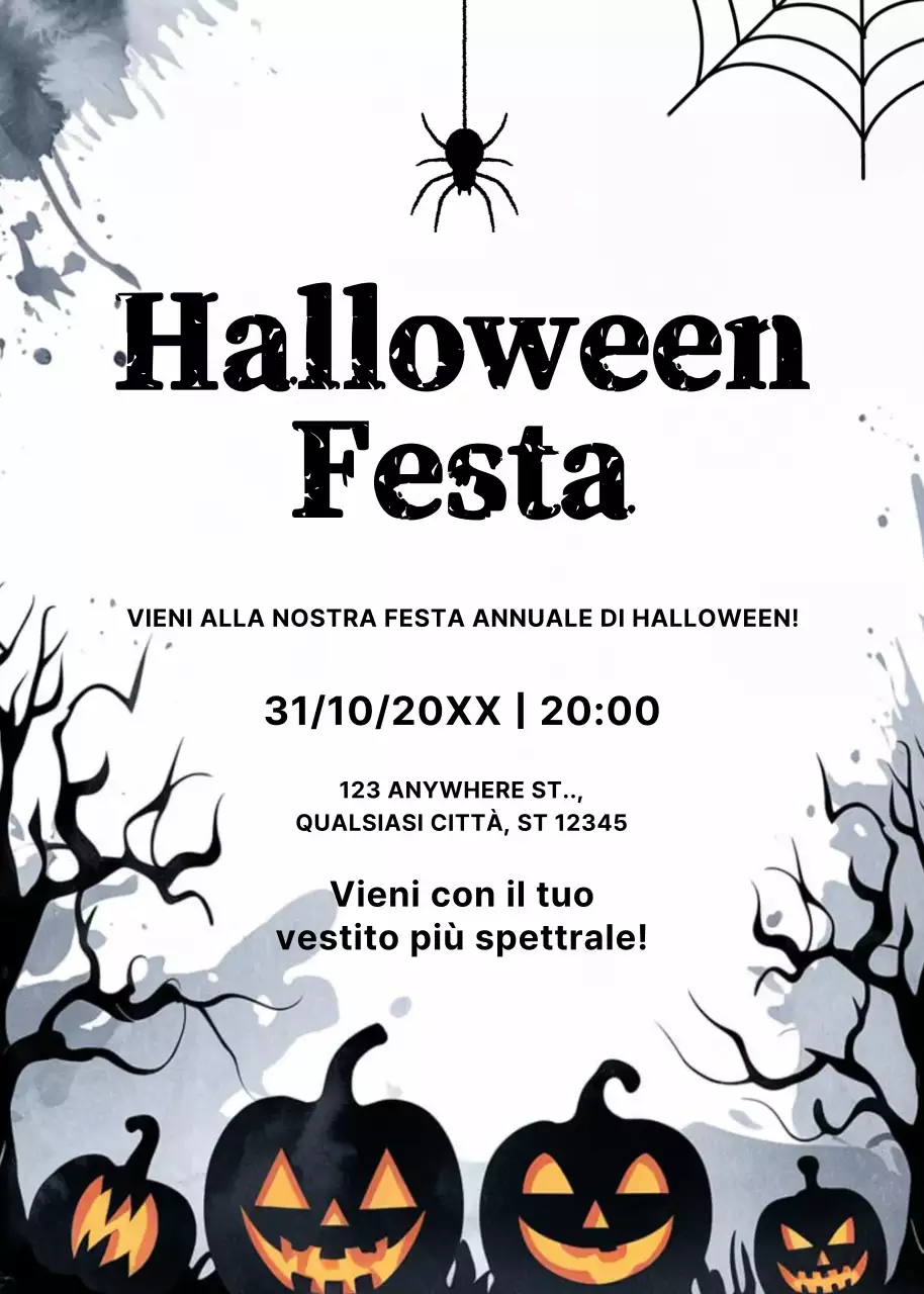 invito gotico nero per Halloween