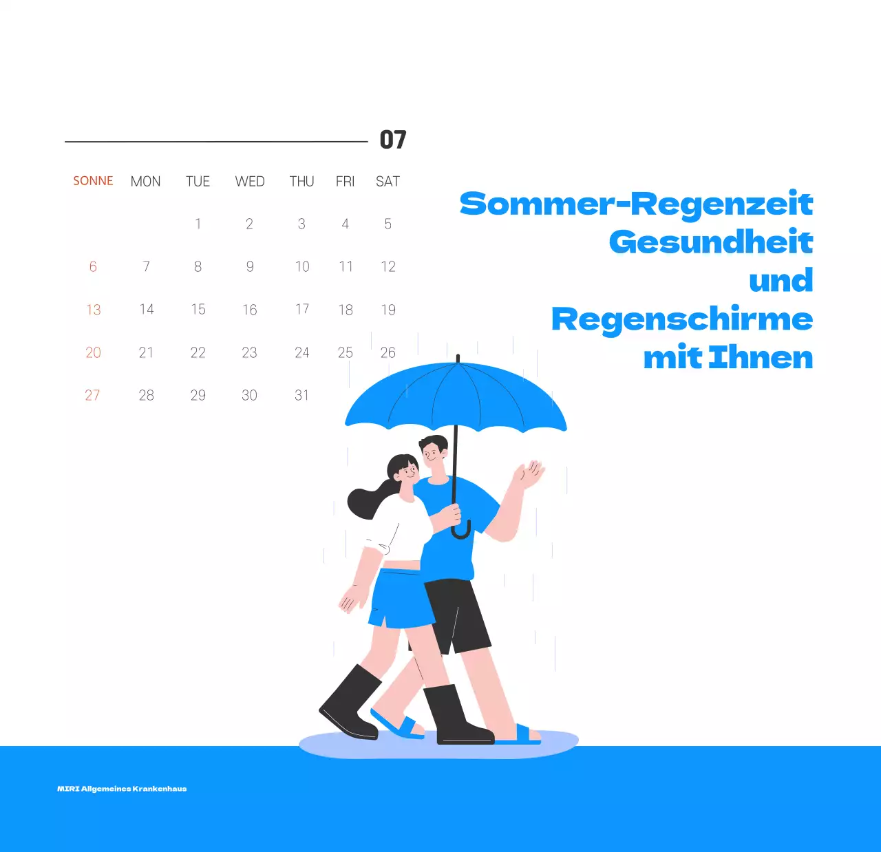 Ein festliches Krankenhaus mit Illustrationen zum Thema Gesundheit und Familie und farbenfrohen Akzenten